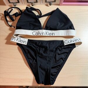 Calvin Klein XS Bikini Top & Bottom Black White